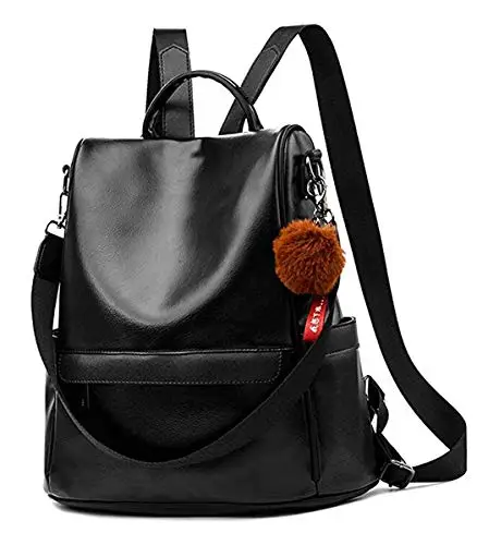 shepretty Zaino Donna antifurto Borsa Tracolla Zainetto Viaggio Daypack, 6766Nero
