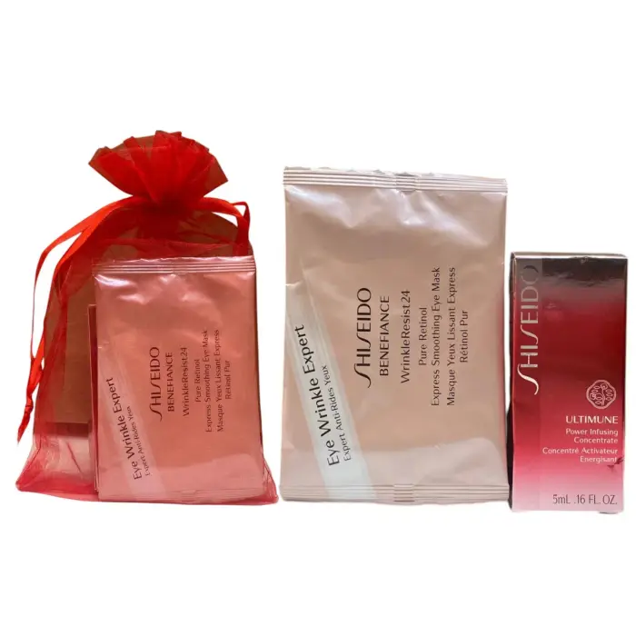 Shiseido Set Siero energizzante Ultimune Power Infusing per il viso 30 ml + cerotto maschera levigante per il contorno occhi Benefiance