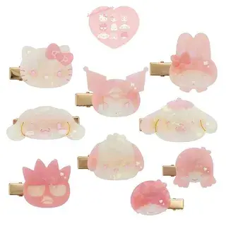SHOBIDO Sanrio Characters Bangs Hair Clips (Set of 2) (Baby Pink Series) Hello Kitty