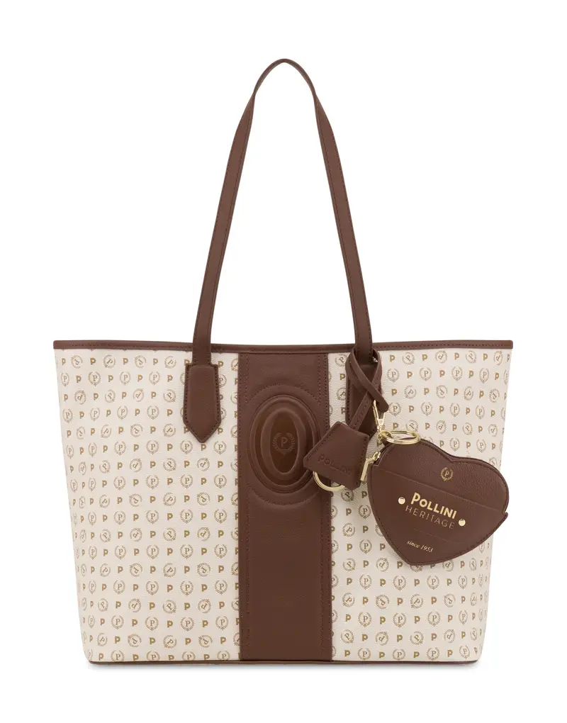 pollini Shopping bag Heritage 70 AVORIO/MARRONE., one_size