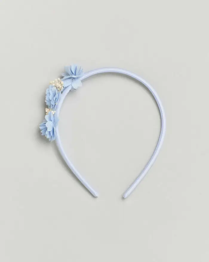 Cerchiello celeste con applicazione floreale