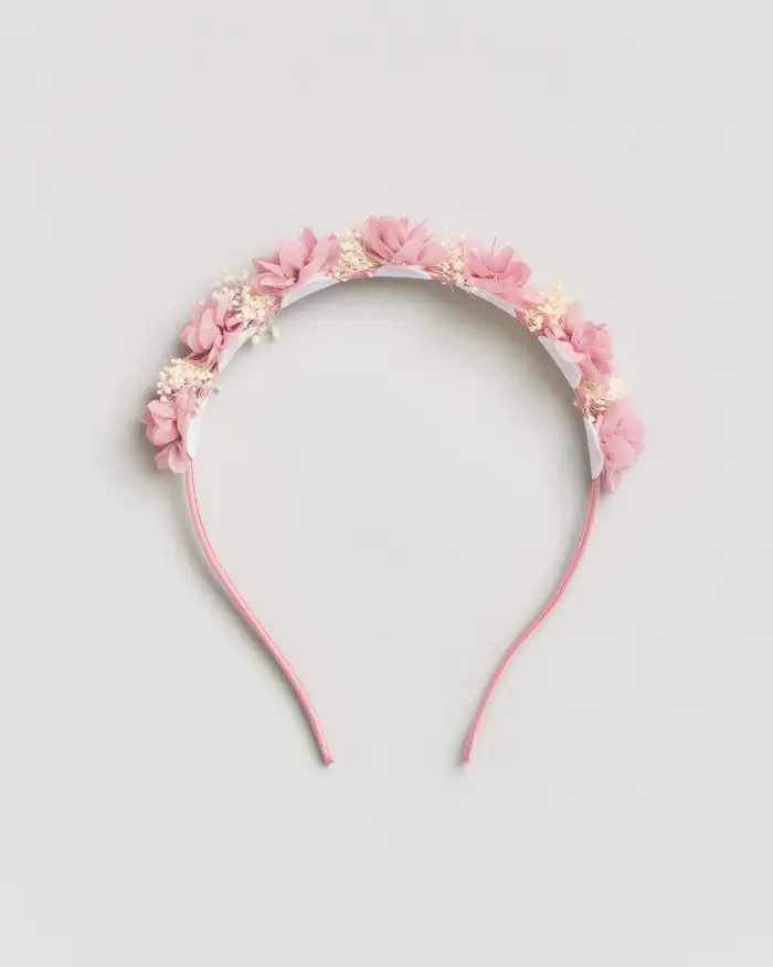 Cerchiello rosa antico con applicazioni floreali