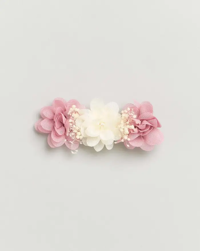 Molletta con fiori avorio e rosa antico