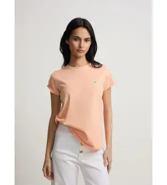 Silbon per donna S262040405194 maglietta con stampa arancione e sorriso, Casual, Cotone, Manica corta