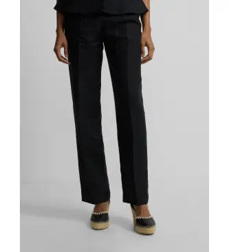 Silbon per donna S262040912045 Pantaloni di lino nero, Casual
