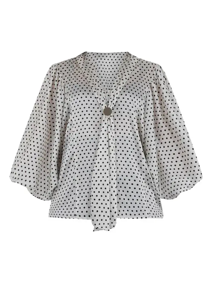 SIMONA CORSELLINI Blusa panna con fantasia pois all-over