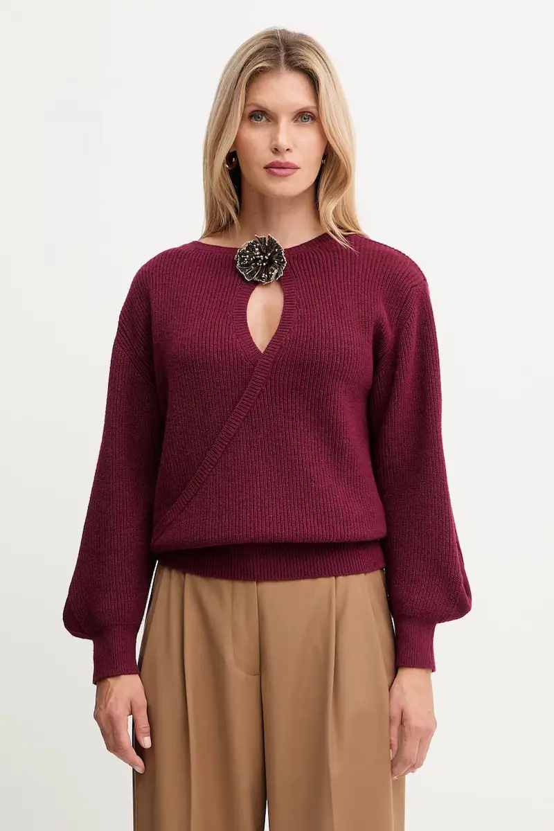 Simona Corsellini maglione con lana colore granata A25CPMGG0401