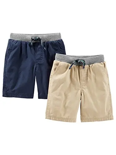 Simple Joys by Carter's Shorts, Pack of 2, Marrone Kaki Chiaro/Blu Marino, 5 Anni (Pacco da 2) Bimbo