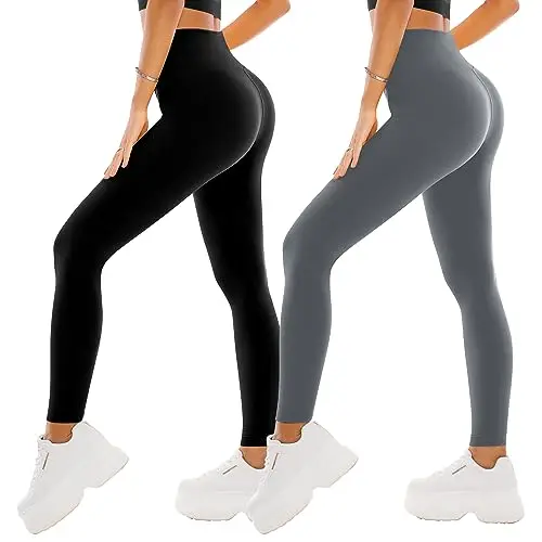 SINOPHANT 2 Confezione Leggins Sportivi Donna a Vita Alta, Pantaloni Yoga Controllo della Pancia Opaco Elastici