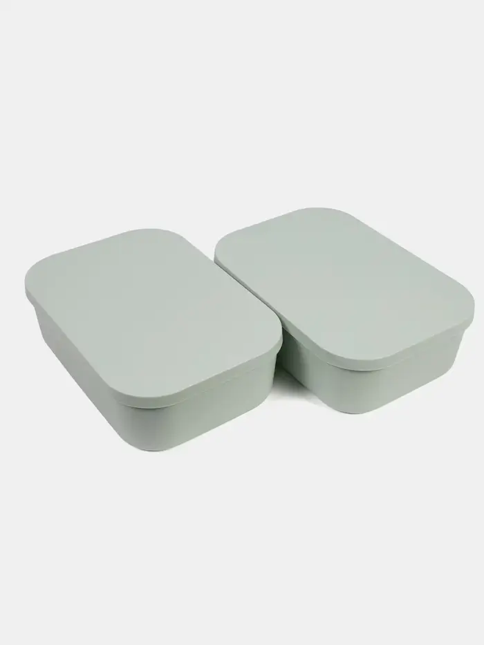 2 scatole con coperchio - verde pallido miniatura 3