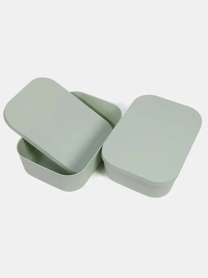 2 scatole con coperchio - verde pallido miniatura 4