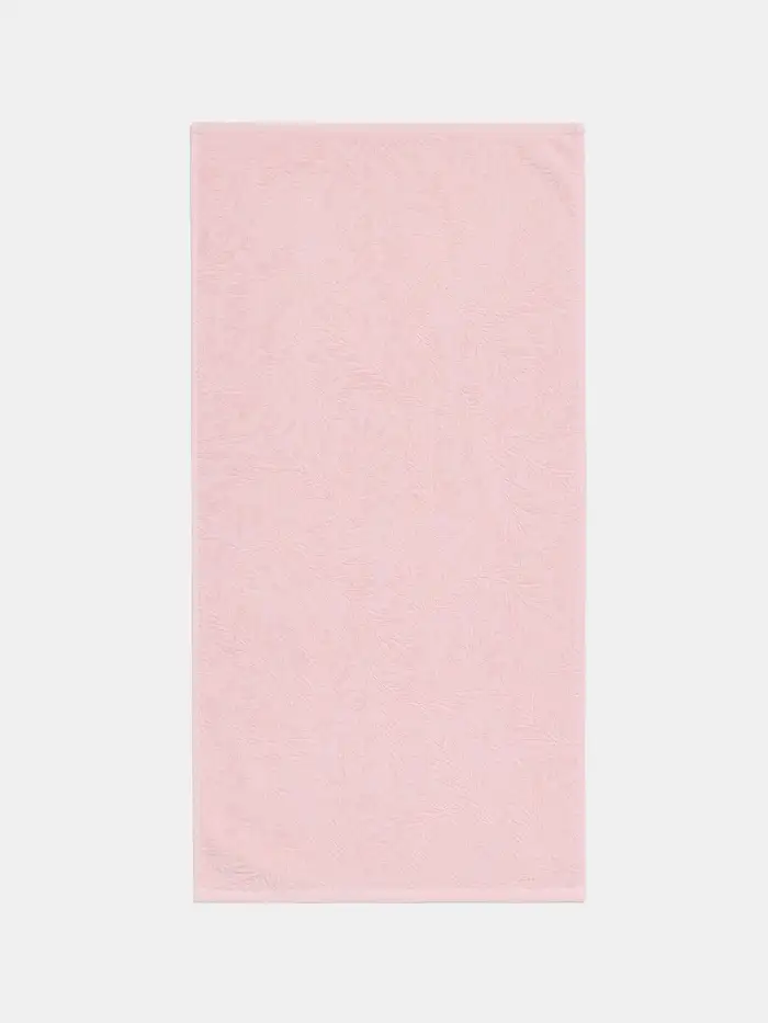 Asciugamano da bagno in cotone con motivo vegetale - rosa cipria