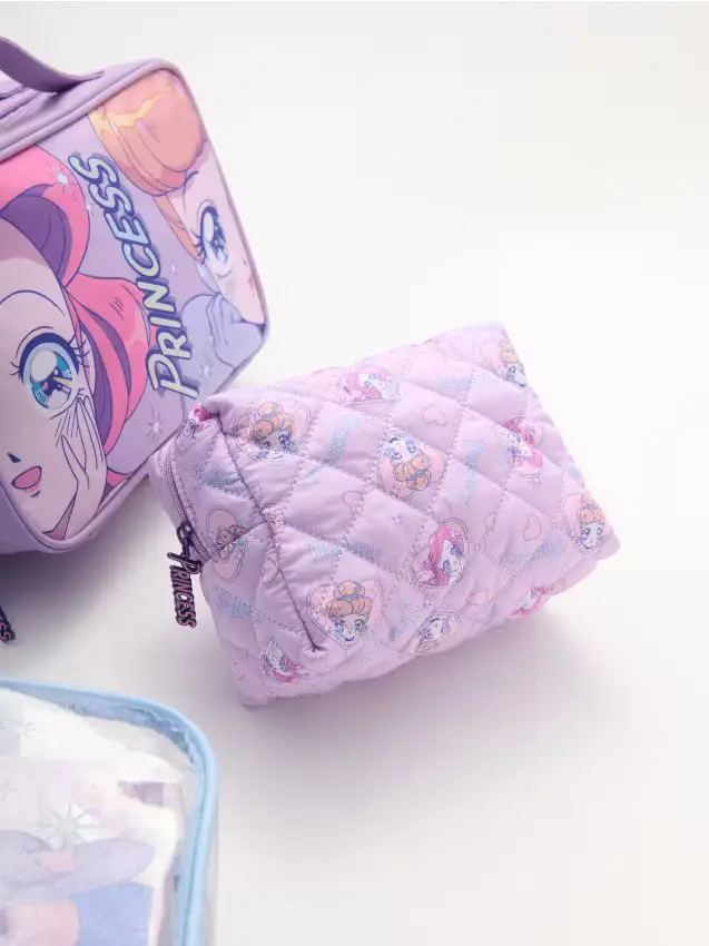 Sinsay Beauty case trapuntato con ciondolo Disney Princess - lavanda