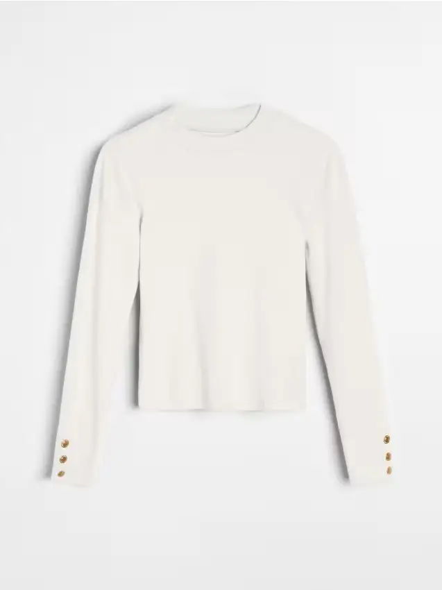 Sinsay Blusa in cotone con bottoni decorativi - panna