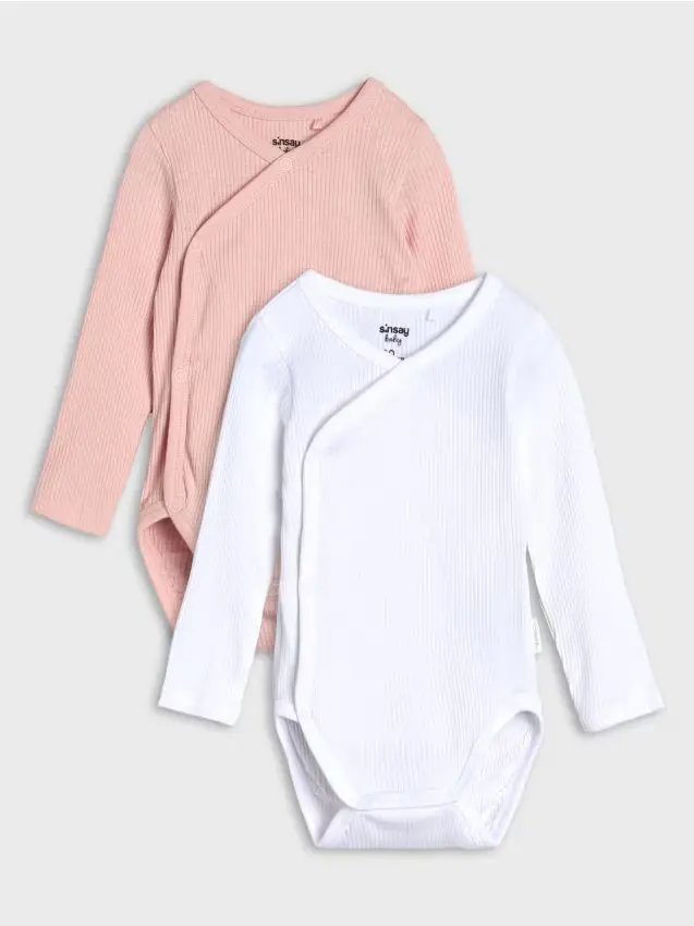 Body con scollo a portafoglio 2 pack - rosa