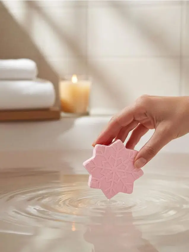 Sinsay Bomba da bagno a forma di fiocco di neve - rosa pastello