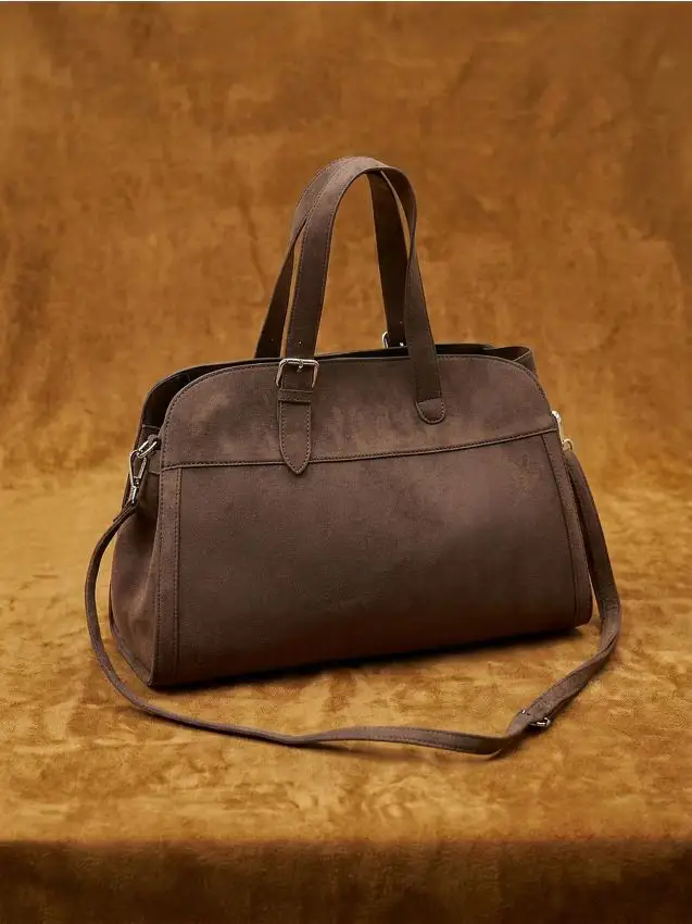 Borsa grande in eco-scamosciato - marrone scuro