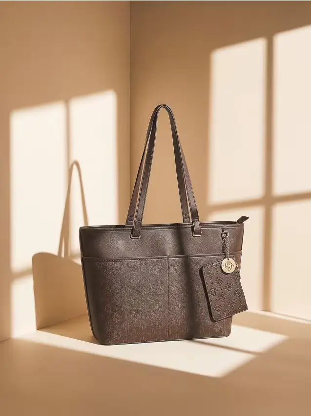 Borsa Shopper con Portafoglio e Finiture Dorate - multicolor