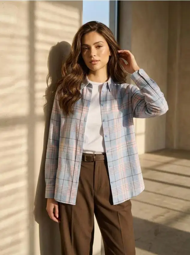 Sinsay Camicia in flanella con fantasia a quadri - rosa