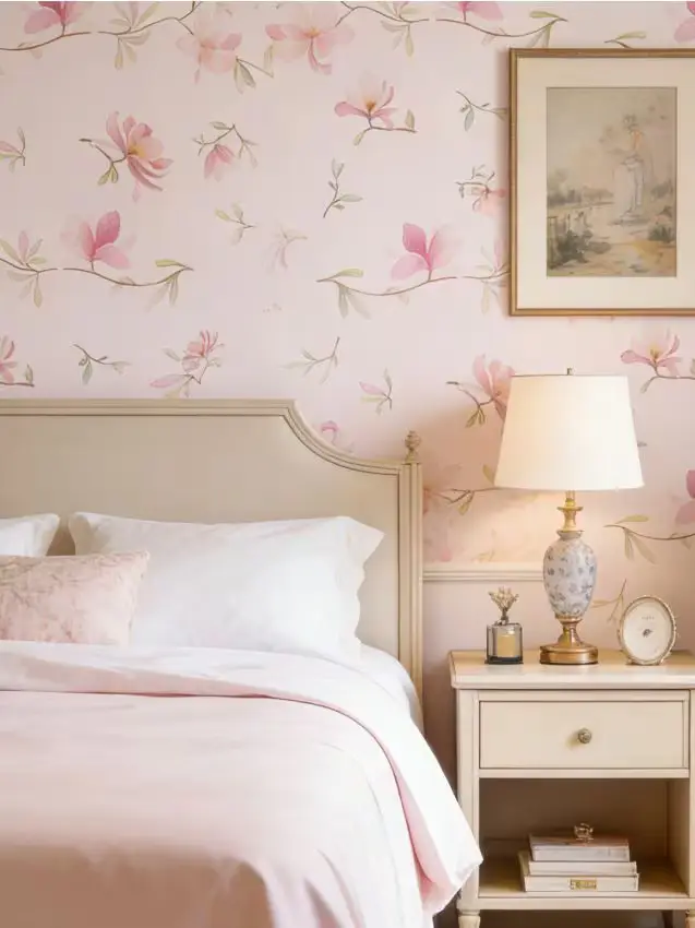 Sinsay Carta da parati autoadesiva con motivo floreale - rosa pastello