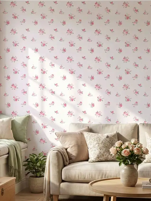 Sinsay Carta da parati autoadesiva con motivo floreale - rosso