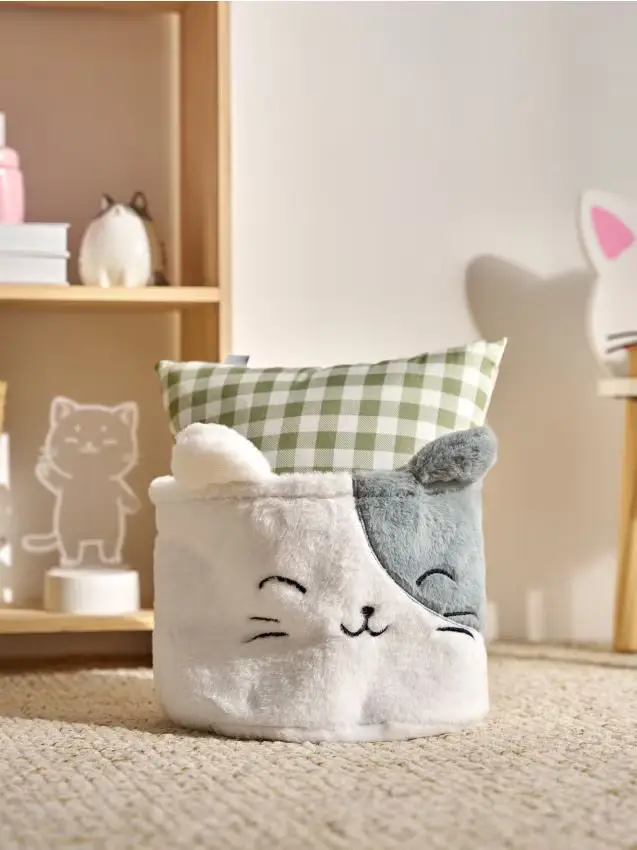 Cesto portaoggetti con motivo di gatto - multicolor