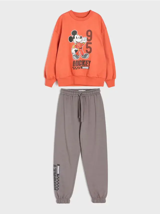 Completo in cotone felpa e pantaloni Mickey Mouse - multicolor