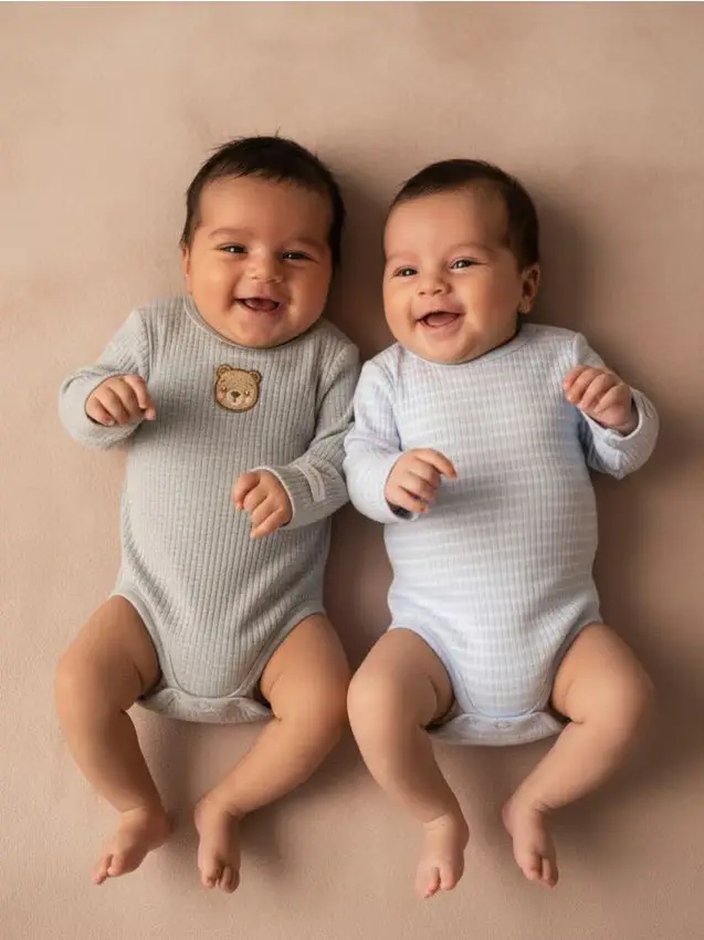 Confezione da 2 body in cotone a maniche lunghe - grigio chiaro