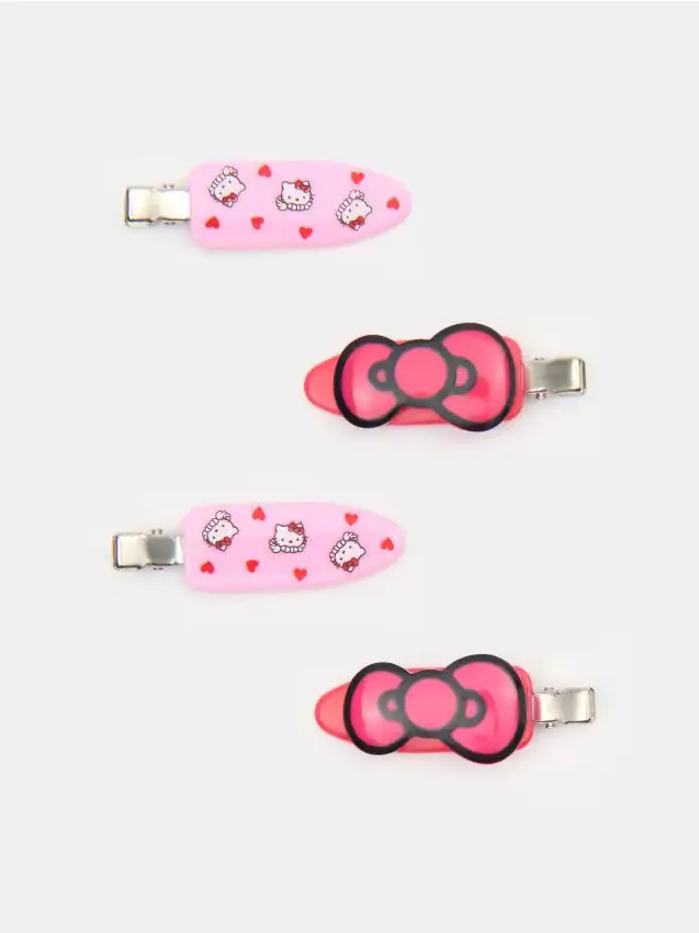 Confezione da 4 fermagli per capelli Hello Kitty - rosa shocking