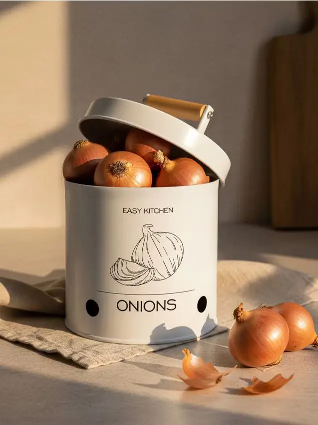 Sinsay Contenitore in metallo per cipolle con coperchio - bianco