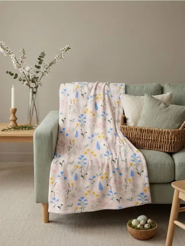 Sinsay Coperta con motivo floreale - rosa pastello