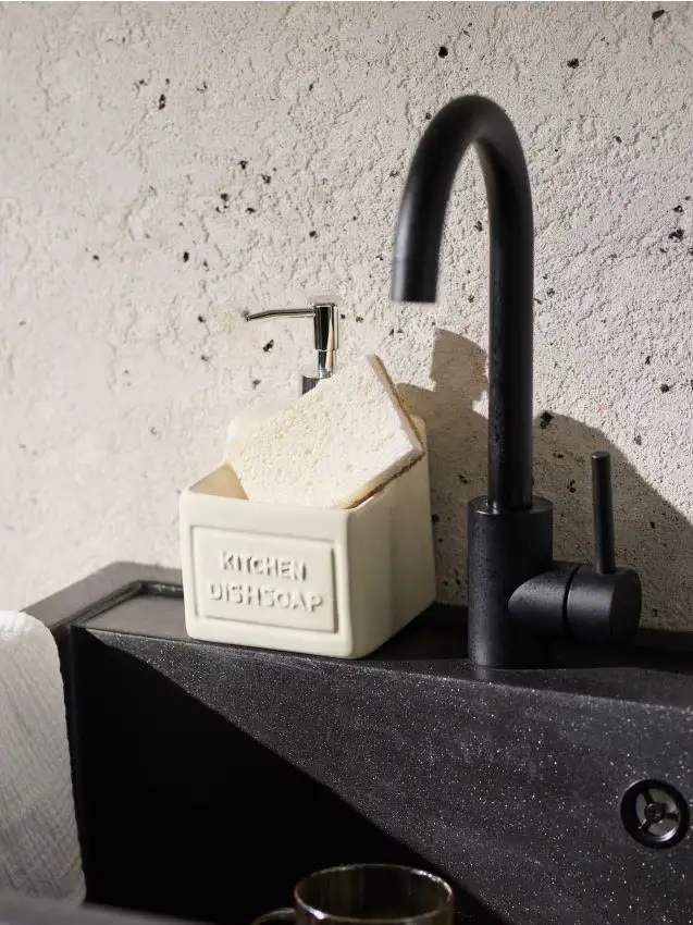 Dispenser in ceramica per detersivo per piatti - panna