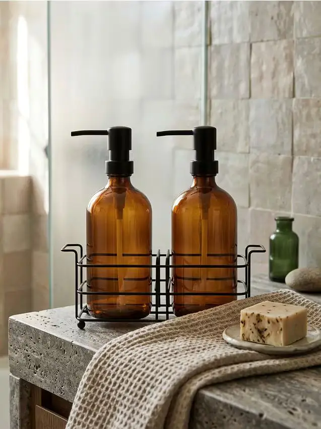 Dispenser per liquidi con supporto - marrone dorato