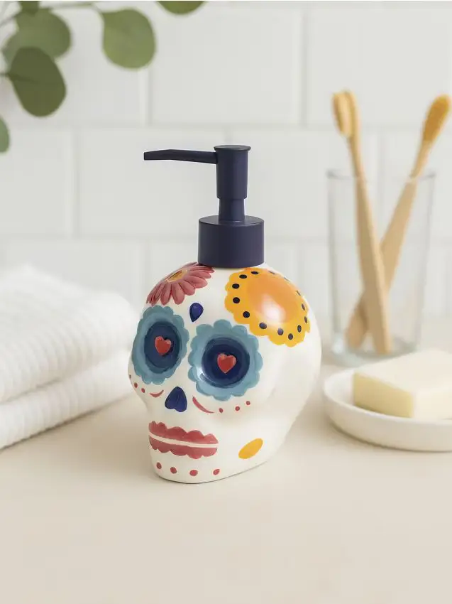 Dispenser per sapone a forma di teschio - multicolor
