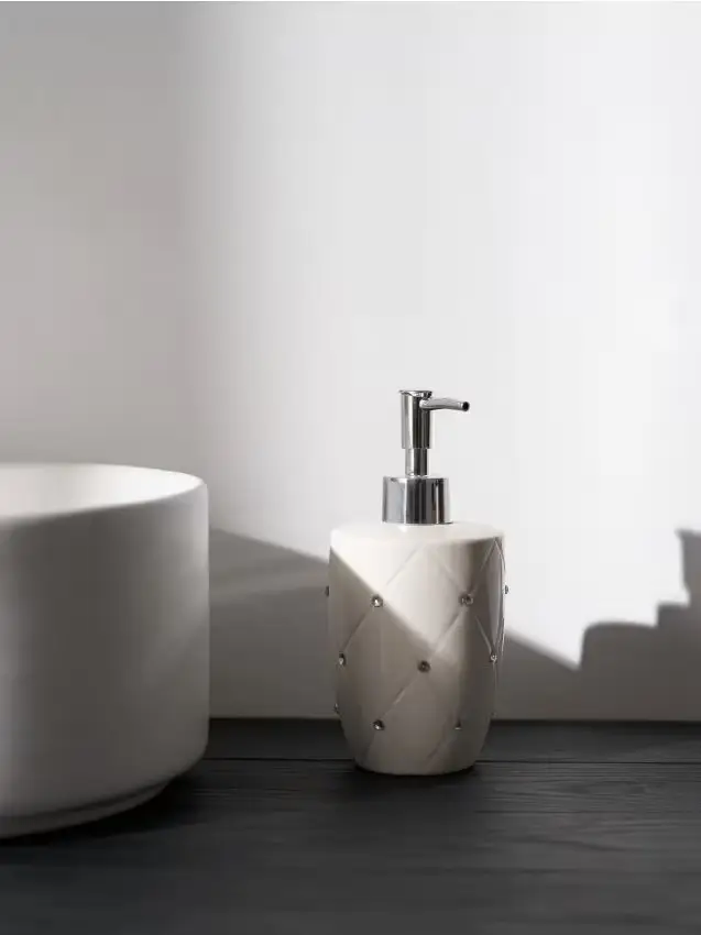 Dispenser per sapone con cristalli - bianco