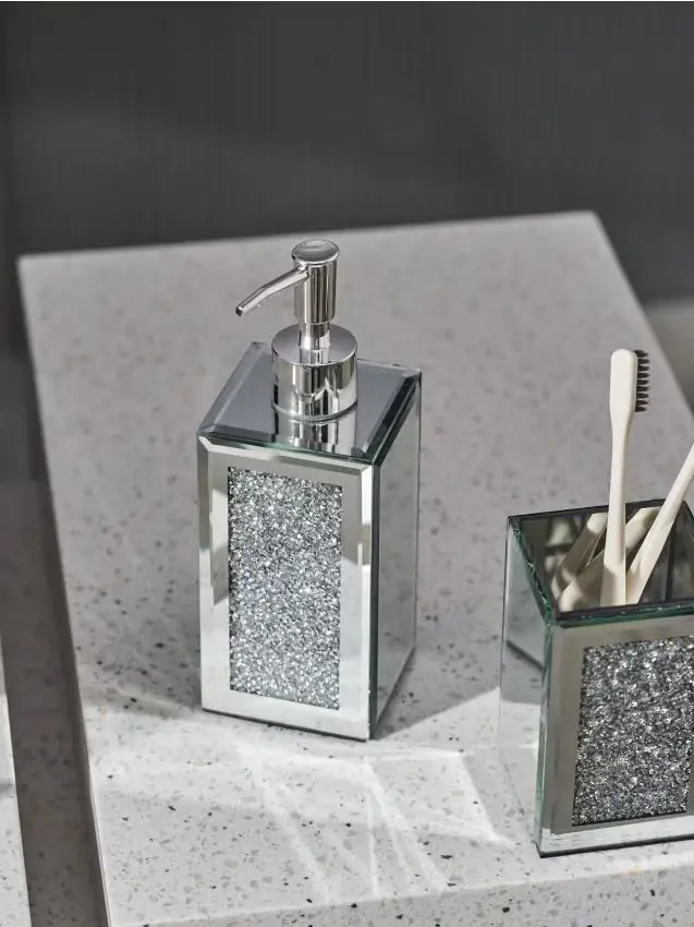 Dispenser per sapone con effetto specchio - argento