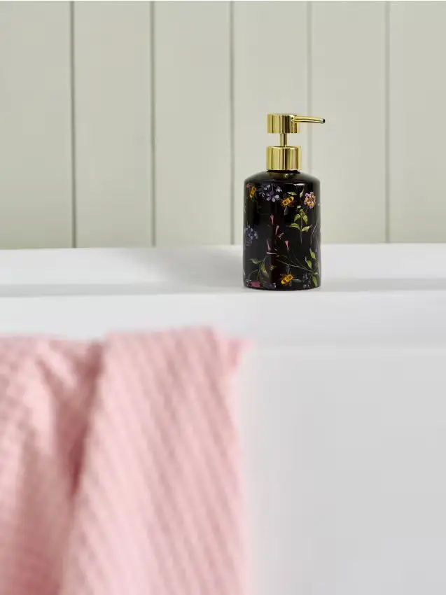 Sinsay Dispenser per sapone con motivo floreale - nero
