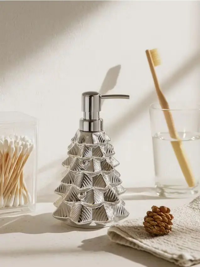 Dispenser per sapone con motivo natalizio - argento
