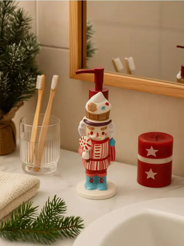 Dispenser per sapone con motivo natalizio - rosa