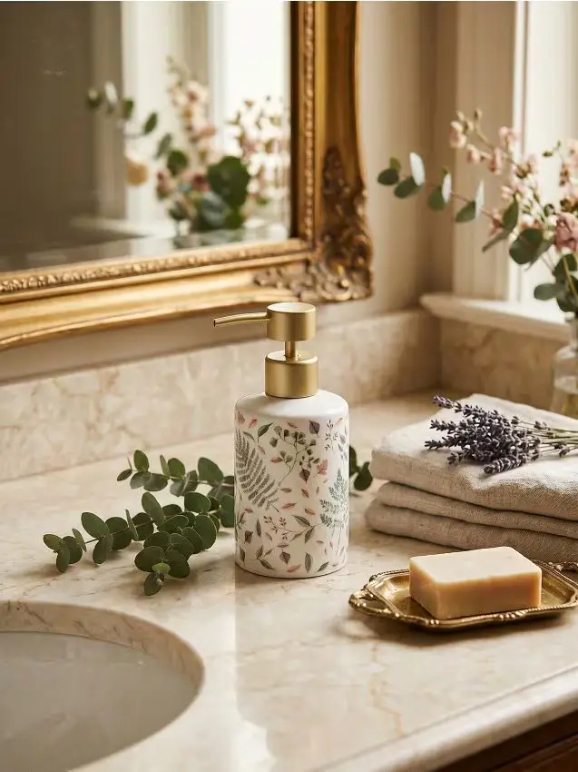 Dispenser per sapone con motivo vegetale - multicolor