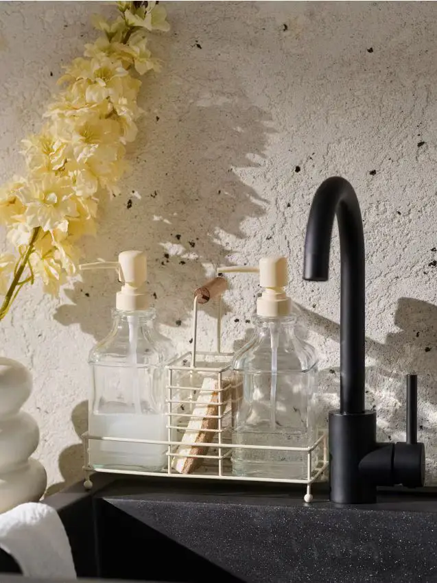 Sinsay Dispenser per sapone e detersivo per piatti con supporto - panna