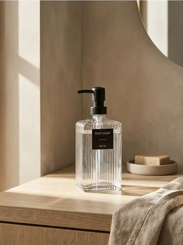 Dispenser per sapone rigato - grigio chiaro