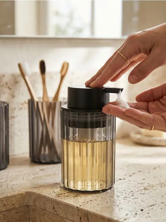 Dispenser per sapone rigato - grigio scuro