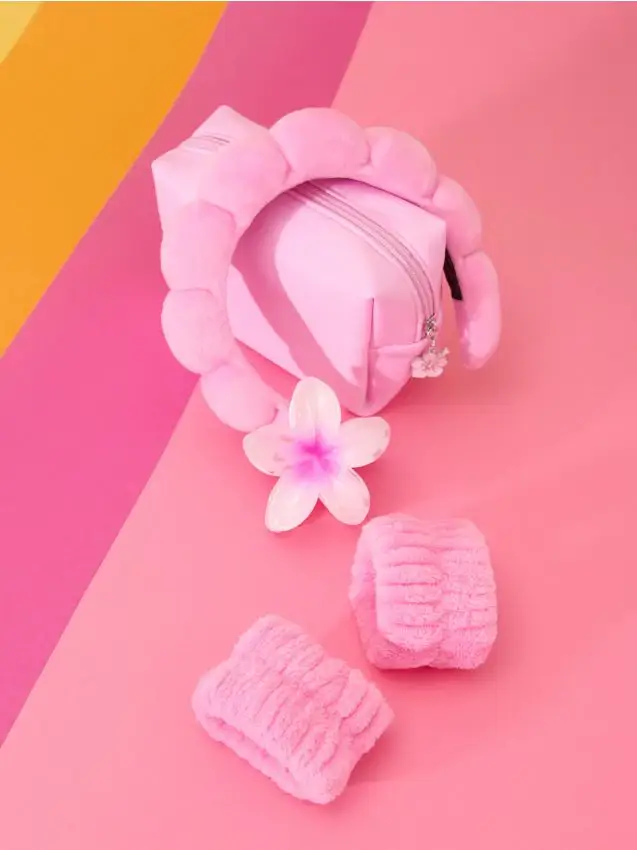 Sinsay Fascia cosmetica per capelli e polsini con fermaglio per capelli - rosa