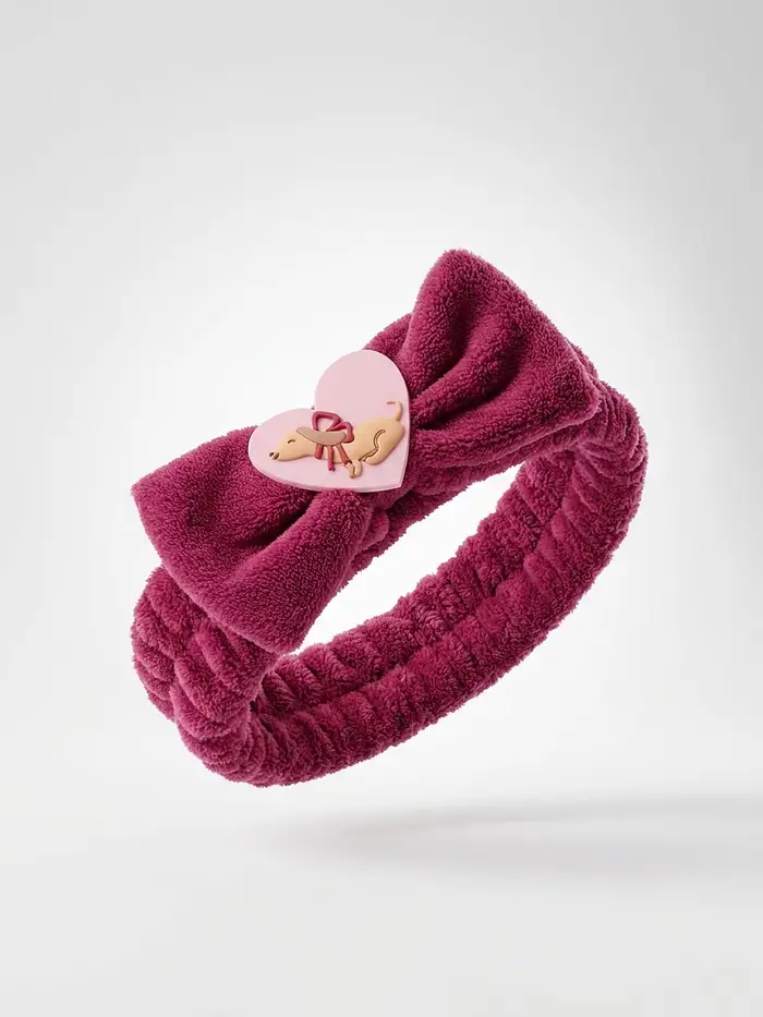 Fascia per capelli con motivo cane - maroon