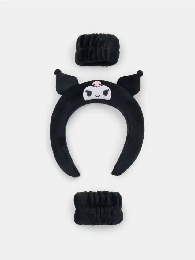 Fascia per capelli e polsini cosmetici Kuromi - nero