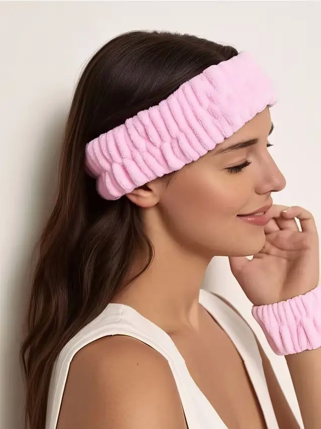 Sinsay Fascia per capelli e polsini cosmetici - rosa pastello
