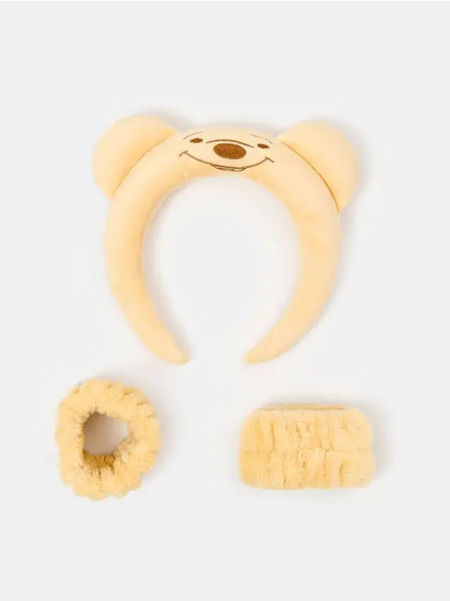 Fascia per capelli e polsini cosmetici Winnie the Pooh - giallo chiaro