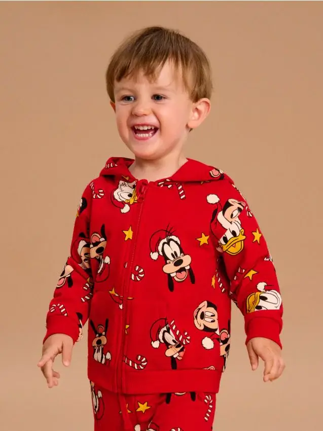 Sinsay Felpa con cappuccio e zip Mickey Mouse - rosso