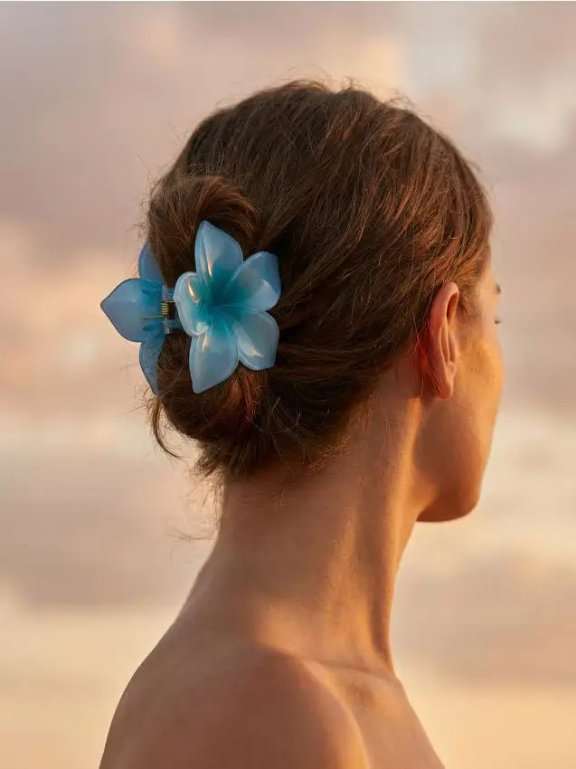 Fermaglio per capelli a forma di fiore - azzurro